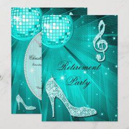 Invitación Discoteca y retiro Verde azulado de talones de esp
