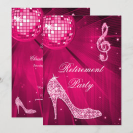 Invitación Discoteca y talón de espárragos retiro rosado