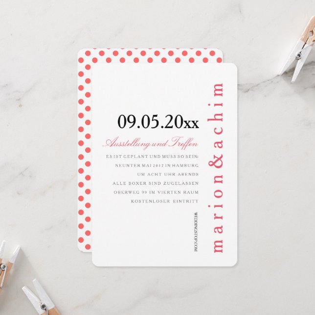 Invitación discreta con lunares gráficos (Anverso/Reverso In Situ)