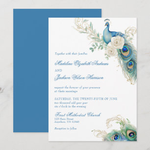 Invitación Diseñador de Acuarela Crest Monograma Azul Boda