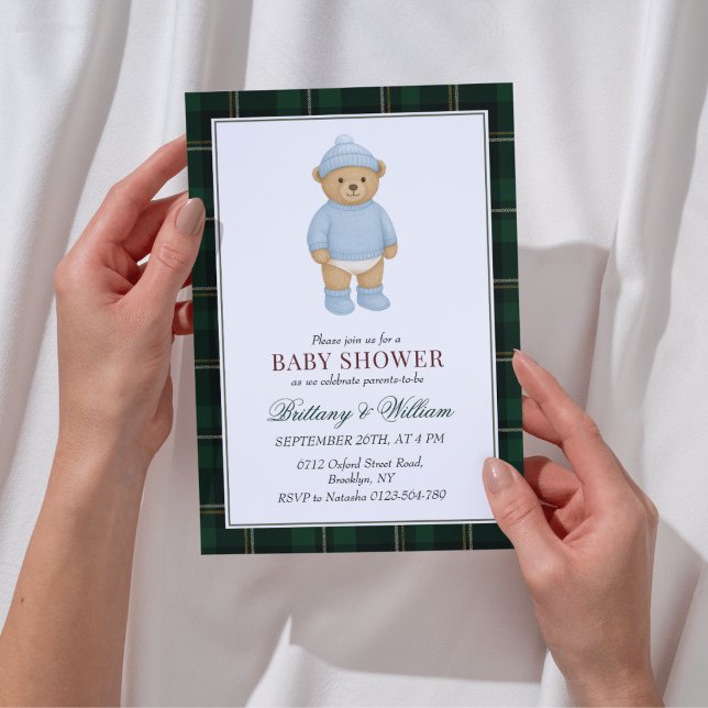 Invitación Diseñador de oso de Preppy clásico Reproducir Baby (Subido por el creador)