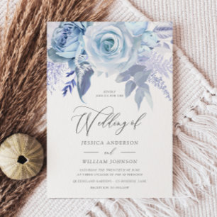 Invitación Diseñador moderno de moda Boda azul turbio
