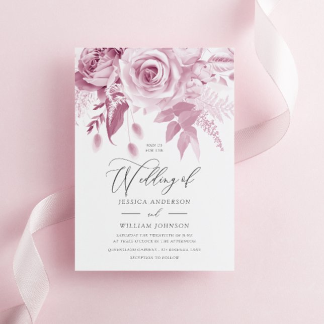 Invitación Diseñador moderno de moda, Boda Rosa Rosa Dusty (Subido por el creador)