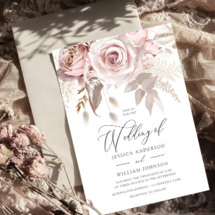 Invitación Diseñador moderno y moderno Rosa Boda Rubor