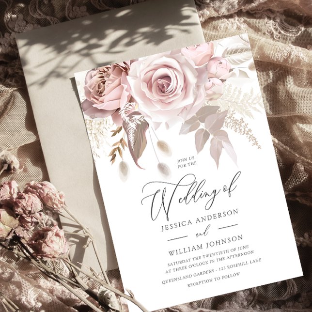 Invitación Diseñador moderno y moderno Rosa  Boda Rubor (Subido por el creador)