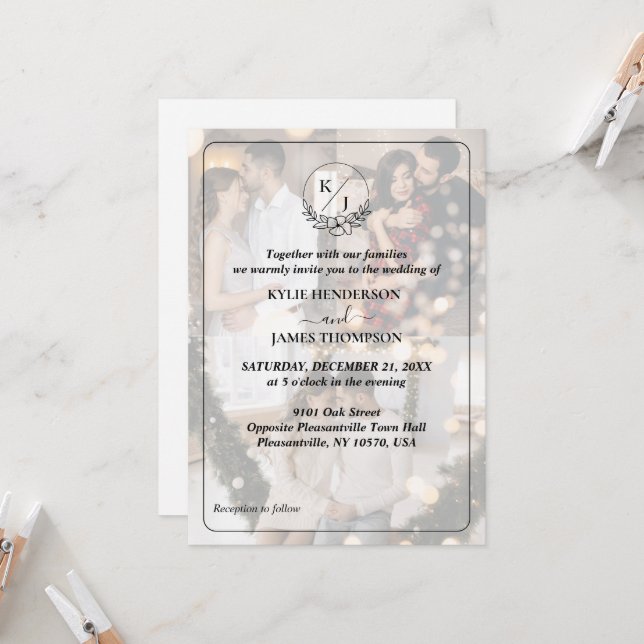 Invitación Diseñar su propio Boda de 3 Collages de fotos (Anverso/Reverso In Situ)