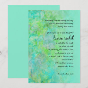 Invitación Diseño abstracto de Bat Mitzvah en Aqua