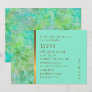 Invitación Diseño abstracto de Bat Mitzvah en Aqua