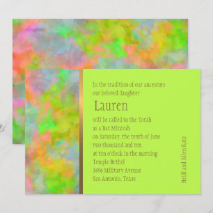Invitación Diseño abstracto de Bat Mitzvah en Lime Green