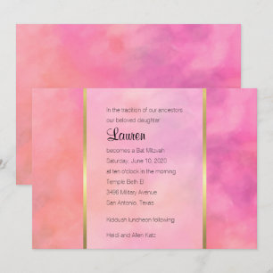 Invitación Diseño abstracto de Bat Mitzvah en rosa