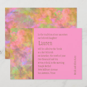Invitación Diseño abstracto de Bat Mitzvah en rosa