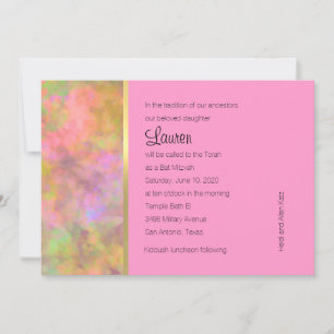 Invitación Diseño abstracto de Bat Mitzvah en rosa