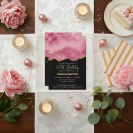 Invitación Diseño abstracto de mármol en rosa oro elegante