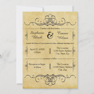 Invitación Diseño antiguo elaborado -Boda/Invitación a la rec