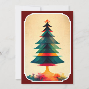 Invitación Diseño artístico geométrico de árbol navideño aleg