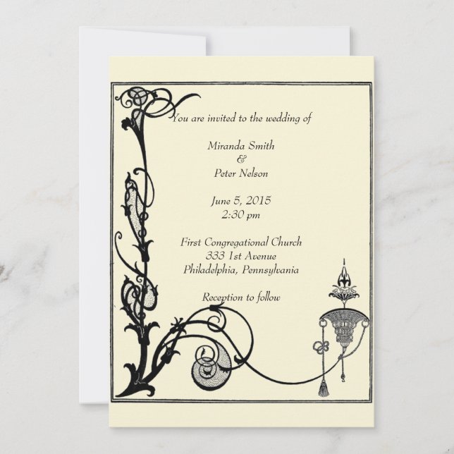 Invitación Diseño Aubrey Beardsley de los años 20 (Anverso)