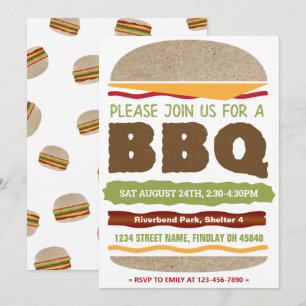 Invitación Diseño BBQ Hamburger de verano de patio trasero