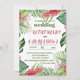 Invitación Diseño boda con flores en colores cálidos