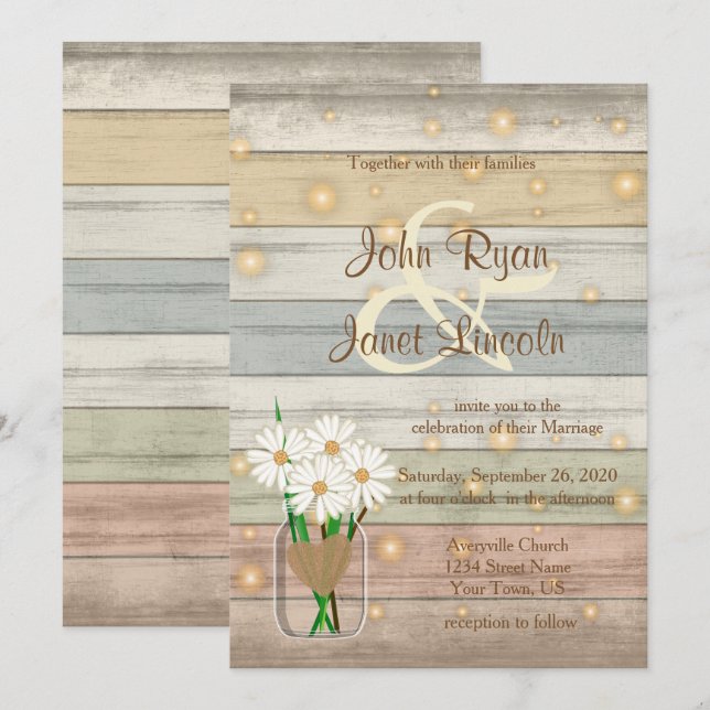 Invitación Diseño Boda de luciérnagas por la noche (Anverso / Reverso)