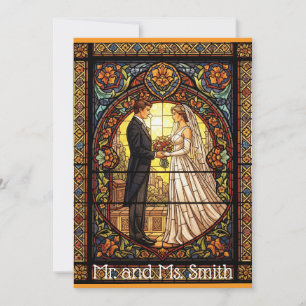 Invitación Diseño boda en vidrio tradicional manchado