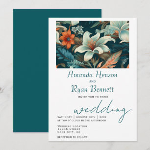 Invitación Diseño Botánico Floral Tropical Elegante para Boda
