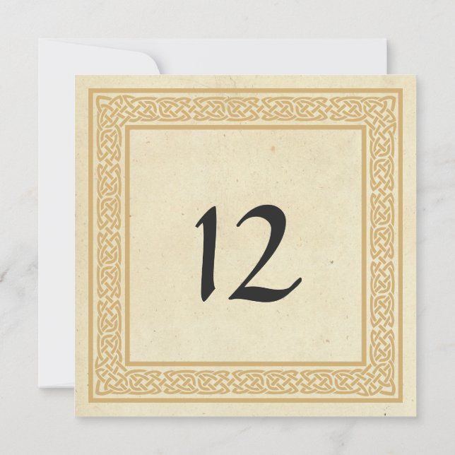 Invitación Diseño celta con número de tabla de Boda de cladda (Reverso)