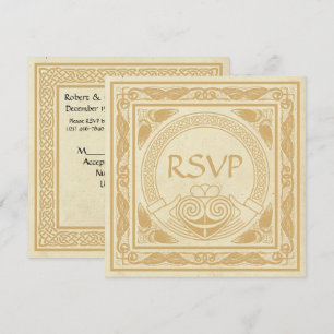 Invitación Diseño Celta con RSVP de Boda Claddagh