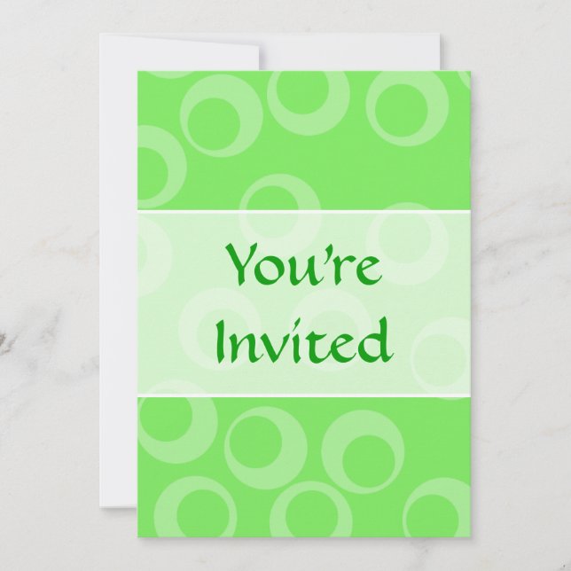 Invitación Diseño circular en verde. Patrón retro. (Anverso)