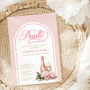 Invitación Diseño clásico de perlas y prosecco para despedida