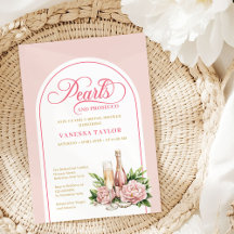 Diseño clásico de perlas y prosecco para despedida