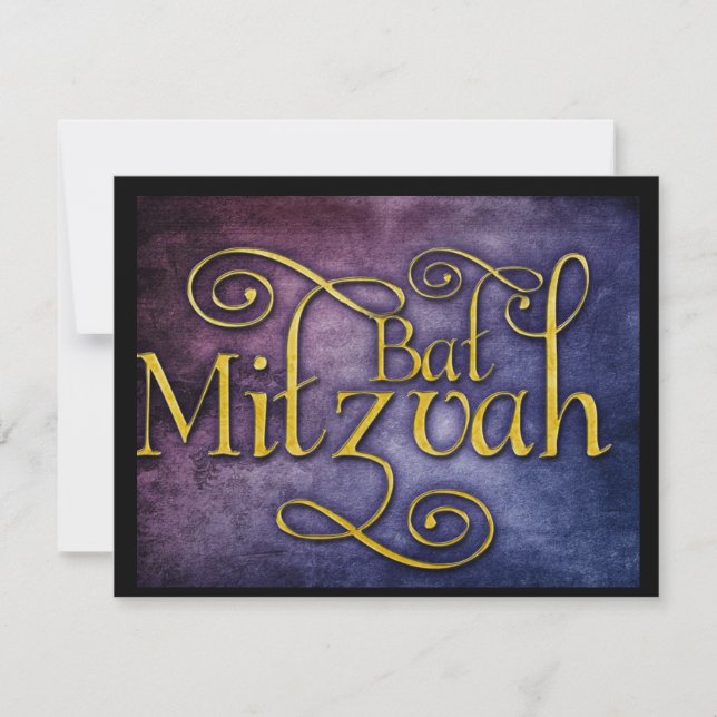 Invitación Diseño colorido de Bat Mitzvah (Anverso)