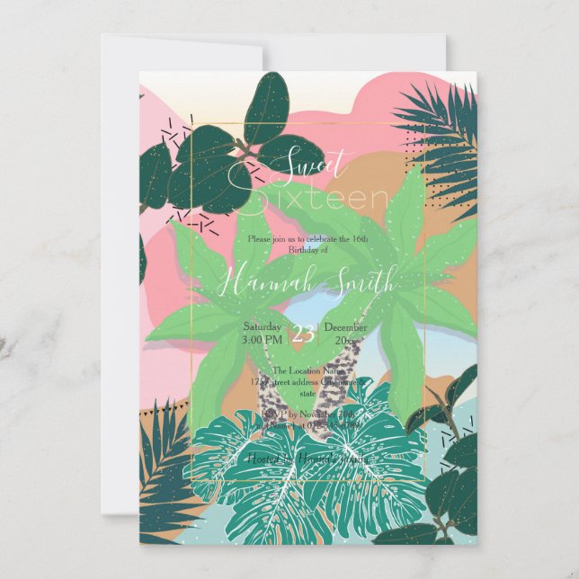 Invitación Diseño creativo de estilo follaje tropical de la C (Anverso)