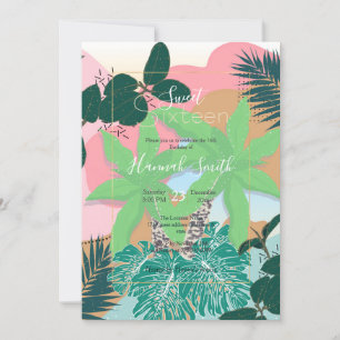 Invitación Diseño creativo de estilo follaje tropical de la C