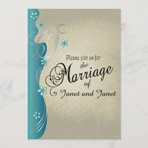 Invitación Diseño curvado clásico Azul turquesa