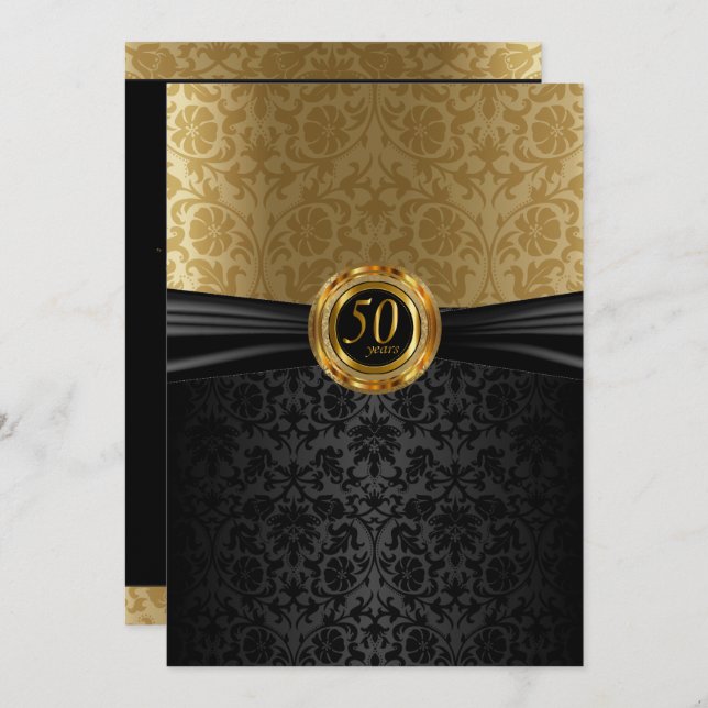 Invitación Diseño Damask de 50º Aniversario (Anverso / Reverso)
