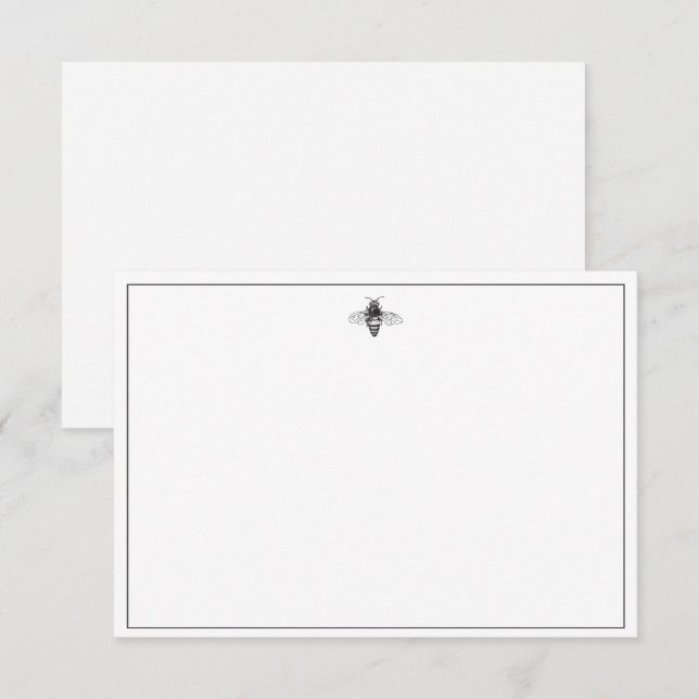 Invitación Diseño de abejas en blanco y negro (Anverso / Reverso)