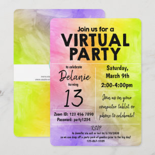Invitación Diseño de acuarela para fiesta de cumpleaños virtu