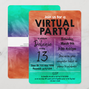 Invitación Diseño de acuarela para fiesta virtual de cumpleañ