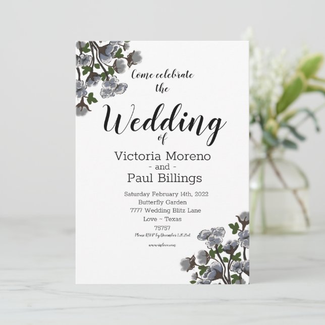 Invitación Diseño de algodón en Texas (Anverso de pie)
