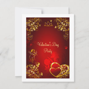 Invitación Diseño de amor rojo y dorado