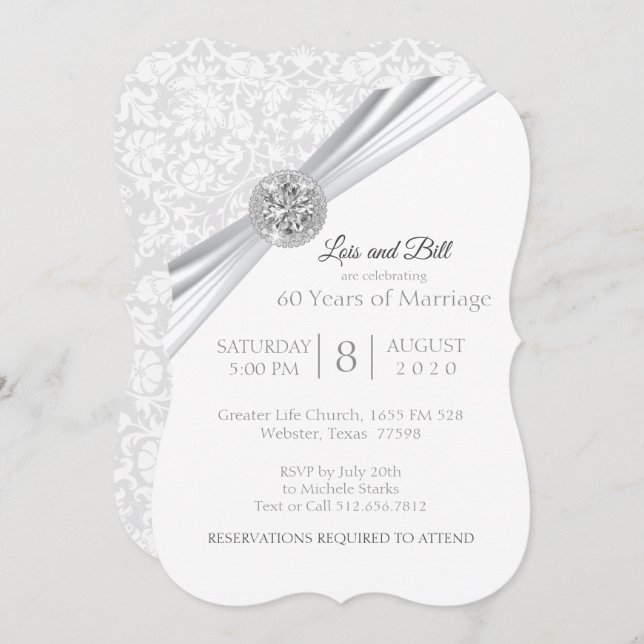 Invitación Diseño de aniversario de diamante personalizado -  (Anverso / Reverso)