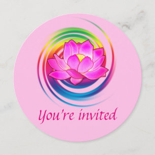Invitación Diseño de arco iris con flores de Lotus Yoga Party