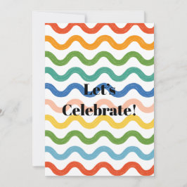 Invitación Diseño de arcoíris ondulado y colorido