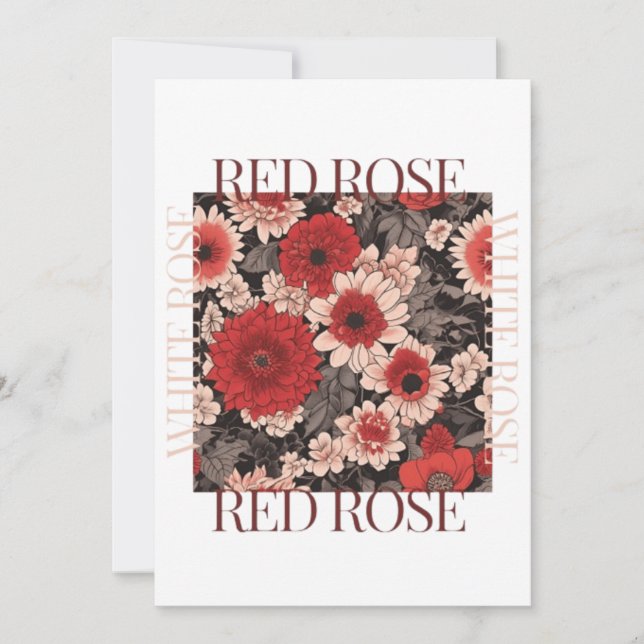 Invitación Diseño de arte de la rosa roja (Anverso)