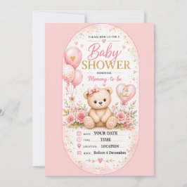 Invitación Diseño de baby shower de cuadros rosados dulces