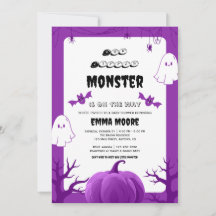 Diseño de Baby Shower del Monstruo de Halloween Mo