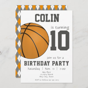 Invitación Diseño de baloncesto en Naranja y negro