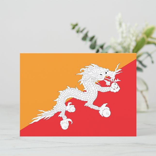 Invitación Diseño de bandera de Bután con dragón blanco (Subido por el creador)