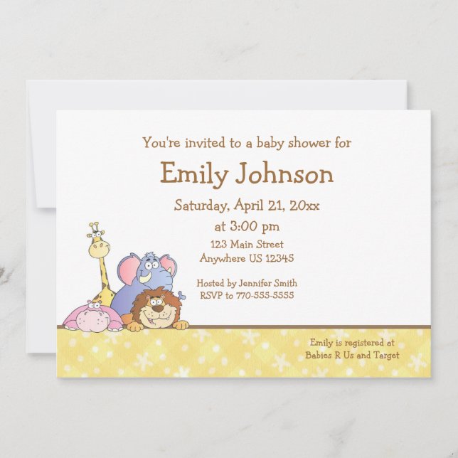 Invitación Diseño de bebe de la jungla (Anverso)