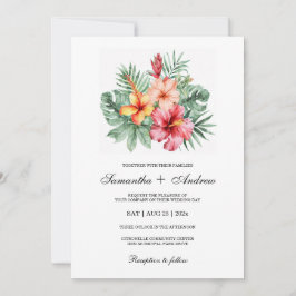 Invitación Diseño de Boda con Flor de Hibisco